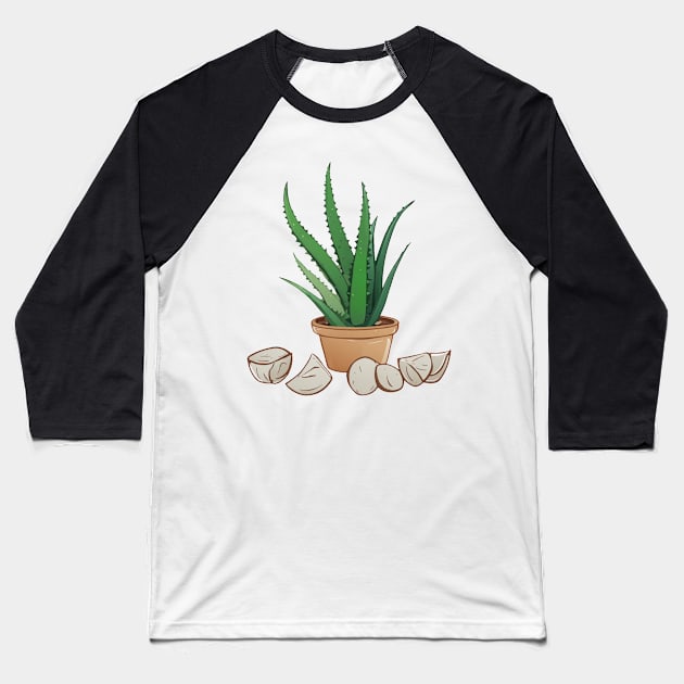 Aloe Plant - Healthy Nature Relaxing Baseball T-Shirt by ApexDesignsUnlimited